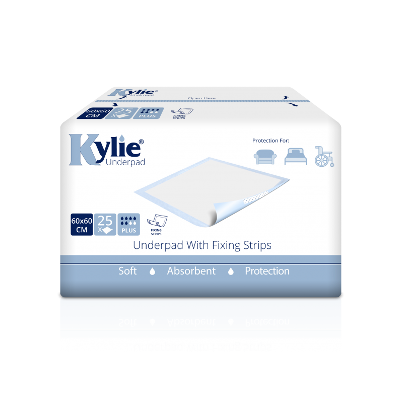 Kylie® Disposable Underpads With Fixing Strips | 60 x 60cm Kylie® Disposable Underpads With Fixing Strips | 60 x 60cm